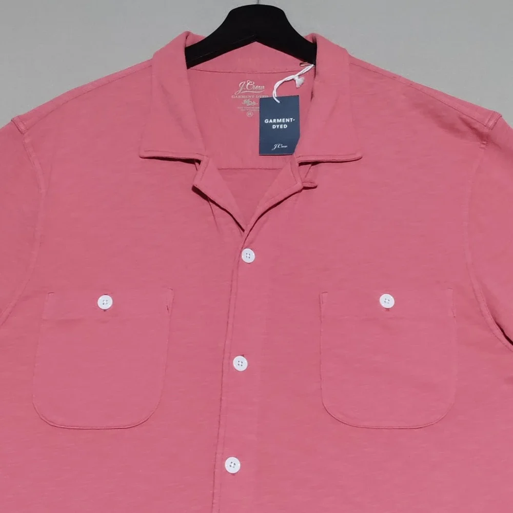 NEW J Crew Garment Dyed Harbor Shirt Men Size XXL Camp Collar Nantucket Red/Pink